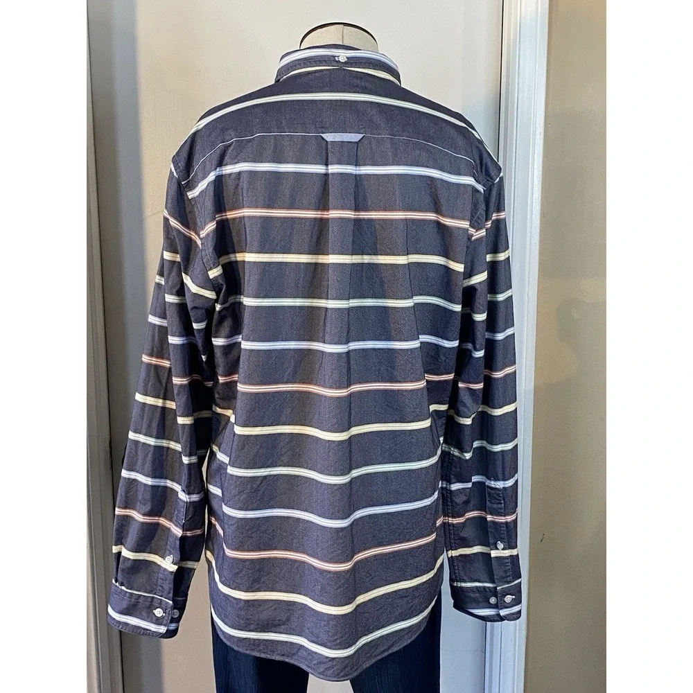 Brooks Brothers Red Fleece Extra Large XL‎ Blue Cotton Button Down Striped Shirt